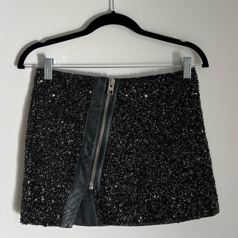 All Saints Black Hand Embellished Mini Skirt